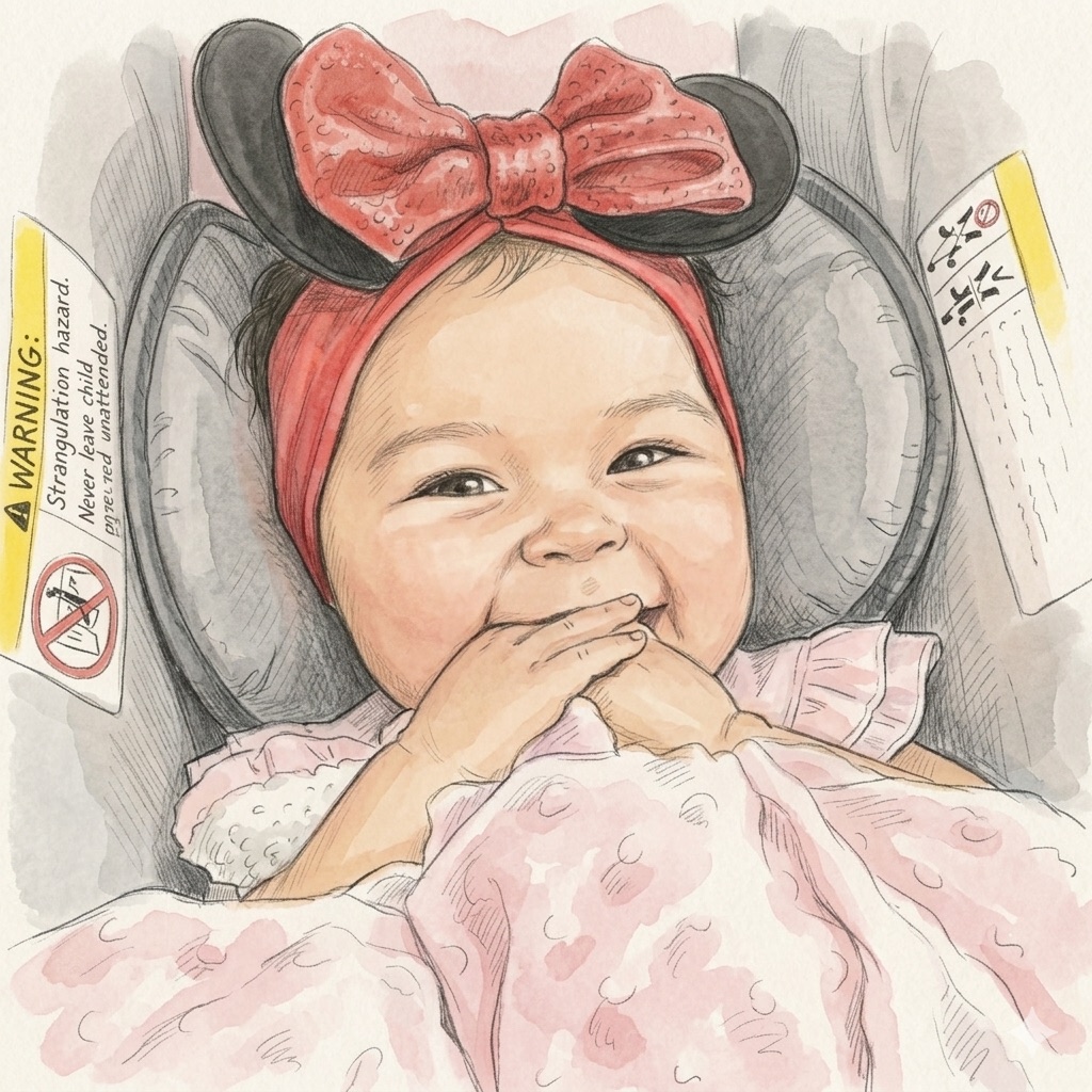 Harmony's baby smiling in a car seat
